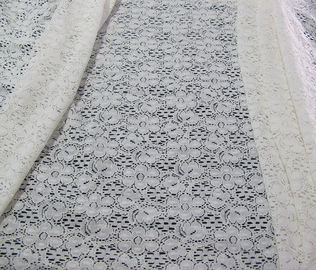 Ivory Floral Cotton Nylon Lace Fabric With AZO Free Dyeing For Lady Dress CY-DK0029 supplier