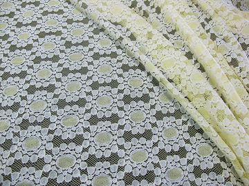 Soft Yellow Cotton Nylon Lace Fabric Dot Floral Knitted For Lace Dress CY-DK0034 supplier
