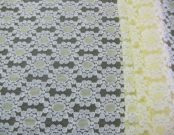 Soft Yellow Cotton Nylon Lace Fabric Dot Floral Knitted For Lace Dress CY-DK0034 supplier