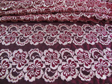 Wavy Floral Elastic Lace Fabric Eco-friendly Dyeing For Evening Dress CY-DK0037 supplier