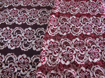 Wavy Floral Elastic Lace Fabric Eco-friendly Dyeing For Evening Dress CY-DK0037 supplier