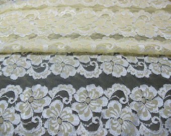 Wavy Floral Elastic Lace Fabric Eco-friendly Dyeing For Evening Dress CY-DK0037 supplier