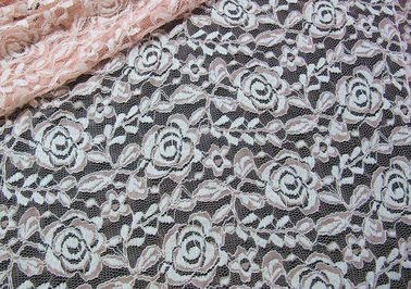 Cotton Spandex Polyester Stretchy Lace Fabric With Mesh Knitted Flower Lace supplier