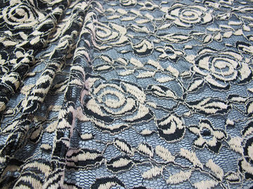 Cotton Spandex Polyester Stretchy Lace Fabric With Mesh Knitted Flower Lace supplier