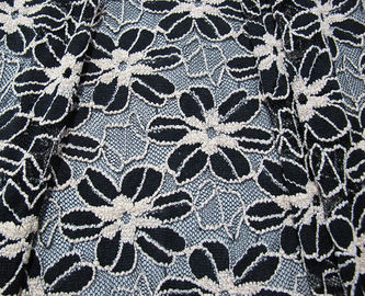 Black / White Knitted Elastic Lace Fabric For Lady Garment Sunflower Pattern CY-DK0008 supplier