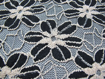 Black / White Knitted Elastic Lace Fabric For Lady Garment Sunflower Pattern CY-DK0008 supplier