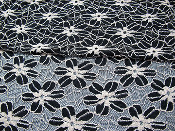 Black / White Knitted Elastic Lace Fabric For Lady Garment Sunflower Pattern CY-DK0008 supplier