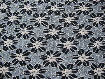 Black / White Knitted Elastic Lace Fabric For Lady Garment Sunflower Pattern CY-DK0008 supplier
