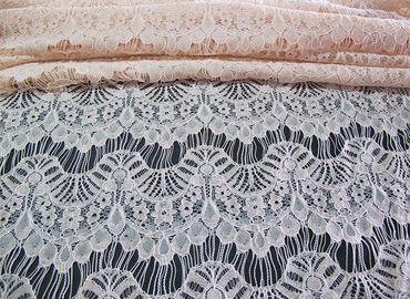 Corded Scalloped Lace Mesh Fabric Black Guipure For Lingerie / Bra CY-DK0038 supplier