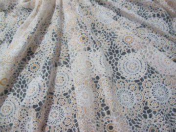 White Cotton Polyester Lace Fabric Thick Geometric Burnout Lace for Dress Decoration(CY-DK0023) supplier