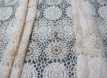 White Cotton Polyester Lace Fabric Thick Geometric Burnout Lace for Dress Decoration(CY-DK0023) supplier