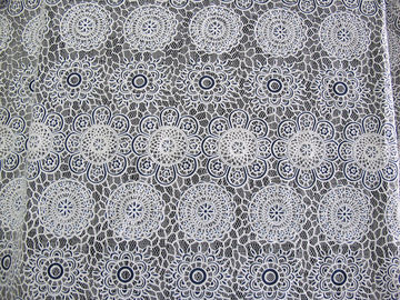White Cotton Polyester Lace Fabric Thick Geometric Burnout Lace for Dress Decoration(CY-DK0023) supplier
