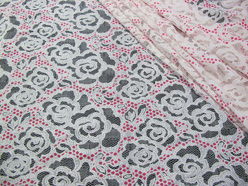 White Cotton Polyester Lace Fabric Rose Print for Lingerie / Bra(CY-DK0033) supplier