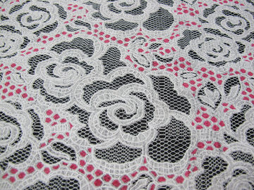 White Cotton Polyester Lace Fabric Rose Print for Lingerie / Bra(CY-DK0033) supplier
