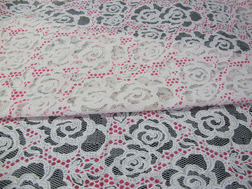 White Cotton Polyester Lace Fabric Rose Print for Lingerie / Bra(CY-DK0033) supplier