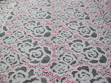 White Cotton Polyester Lace Fabric Rose Print for Lingerie / Bra(CY-DK0033) supplier