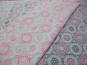 Pink Geometric Polyester Lace Fabric Cotton Burnout Allover Lace for Lady Clothes(CY-DK0041) supplier