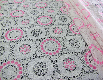 Pink Geometric Polyester Lace Fabric Cotton Burnout Allover Lace for Lady Clothes(CY-DK0041) supplier