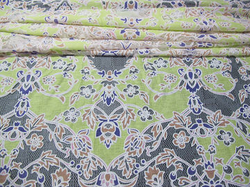 Unique Floral Polyester Lace Curtain Fabric Cotton With Eco-friendly Dyeing supplier