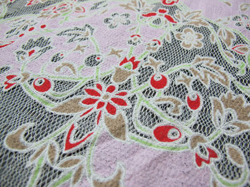 Unique Floral Polyester Lace Curtain Fabric Cotton With Eco-friendly Dyeing supplier