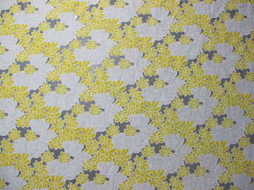 Floral Yellow / Orange Polyester Lace Fabric Cotton Two Tone Burnout Lace supplier