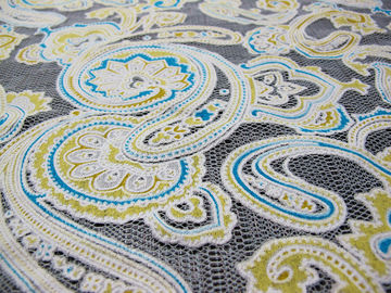 Colored Printed Polyester Lace Fabric Cotton Mesh Burnout Lace of Eco-dyeing Technics(CY-DK0042) supplier