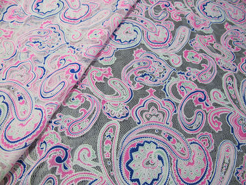 Colored Printed Polyester Lace Fabric Cotton Mesh Burnout Lace of Eco-dyeing Technics(CY-DK0042) supplier