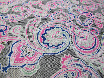 Colored Printed Polyester Lace Fabric Cotton Mesh Burnout Lace of Eco-dyeing Technics(CY-DK0042) supplier