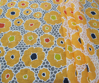 Cotton Mesh Orange Polyester Lace Fabric for Garment / Lady Dress with Burnout Lace(CY-DK0030) supplier