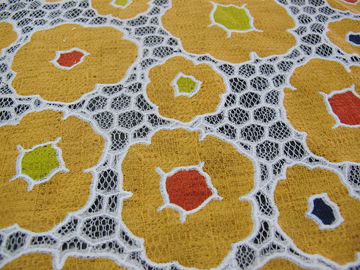 Cotton Mesh Orange Polyester Lace Fabric for Garment / Lady Dress with Burnout Lace(CY-DK0030) supplier