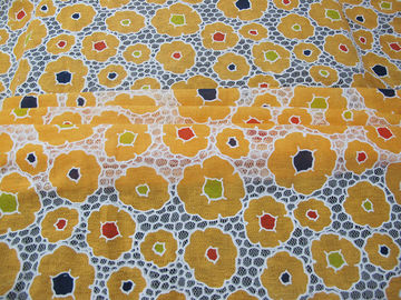 Cotton Mesh Orange Polyester Lace Fabric for Garment / Lady Dress with Burnout Lace(CY-DK0030) supplier