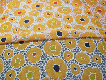 Cotton Mesh Orange Polyester Lace Fabric for Garment / Lady Dress with Burnout Lace(CY-DK0030) supplier
