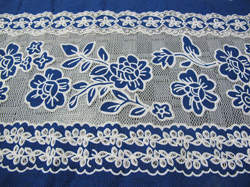 Elegant Cotton Polyester Lace Fabric Burnout Lace Orange for Lady Dress / Wedding Dress(CY-DK0031) supplier