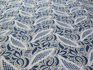Blue Cotton Polyester Lace Fabric Leaf Mesh with Eco-friendly Dyeing(CY-DK0024) supplier