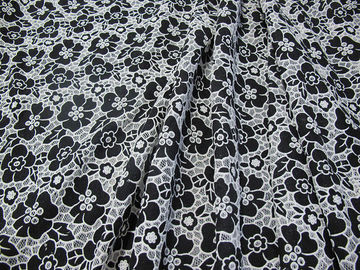 Knitted Cotton Polyester Lace Fabric Blue with Burnout Flower Lace(CY-DK0019) supplier