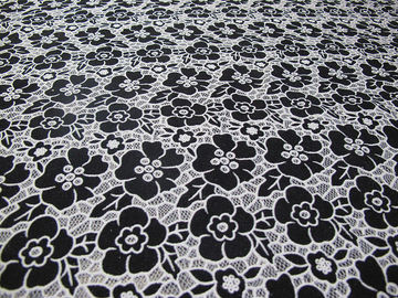 Knitted Cotton Polyester Lace Fabric Blue with Burnout Flower Lace(CY-DK0019) supplier