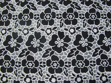Knitted Cotton Polyester Lace Fabric Blue with Burnout Flower Lace(CY-DK0019) supplier