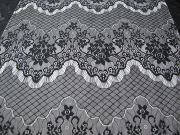 Decorative Eyelash Nylon Lace Fabric Scalloped Yellow Polyamide for Night Dress(CY-DN0005) supplier