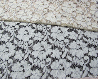 Grey Elastic Cord Lace Material / Floral Viscose Nylon Cotton Fabric CY-DK0011 supplier
