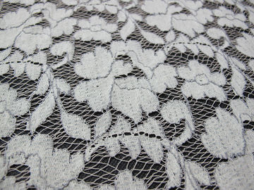 Grey Elastic Cord Lace Material / Floral Viscose Nylon Cotton Fabric CY-DK0011 supplier