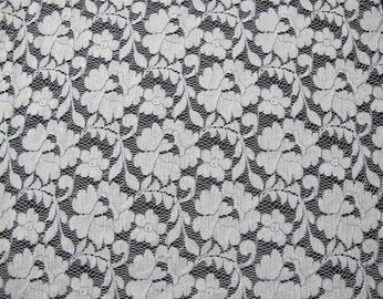 Grey Elastic Cord Lace Material / Floral Viscose Nylon Cotton Fabric CY-DK0011 supplier