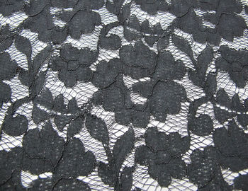 Grey Elastic Cord Lace Material / Floral Viscose Nylon Cotton Fabric CY-DK0011 supplier