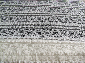 Eco-Friendly Stretch Lace Cotton Spandex Fabric , Beige Elastic Lace Trim CY-LW0220 supplier