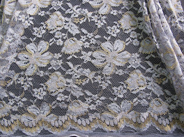 Black Scalloped Metallic Bulk Floral Lace Fabric Eco-Friendly Dyeing CY-LW0060 supplier