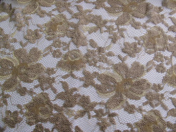 Black Scalloped Metallic Bulk Floral Lace Fabric Eco-Friendly Dyeing CY-LW0060 supplier