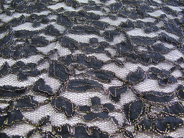 Royal Blue Cotton Nylon Gold Metallic Crochet Lace Fabric By The Yard supplier