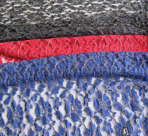 Royal Blue Cotton Nylon Gold Metallic Crochet Lace Fabric By The Yard supplier