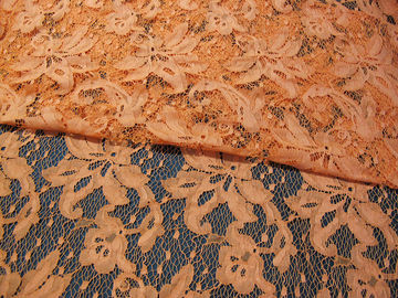 Orange Cotton Nylon Lace Mesh Fabric AZO Dyeing For Ladies Garment SYD-0001 supplier