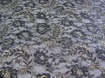 Vintage Metallic Lace Fabric Blue , Nylon Tulle Floral Lace Fabric SYD-0002 supplier