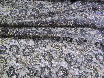 Vintage Metallic Lace Fabric Blue , Nylon Tulle Floral Lace Fabric SYD-0002 supplier